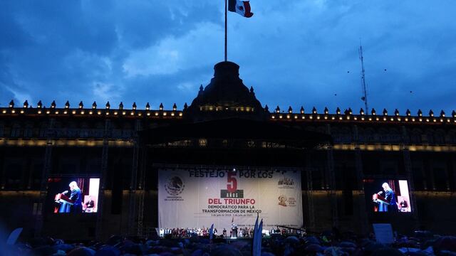 Andrés Manuel López Obrador, presidente de México, encabezó el Festejo por los 5 años del Triunfo Democrático para la Transformación de México realizado en el Zócalo capitalino