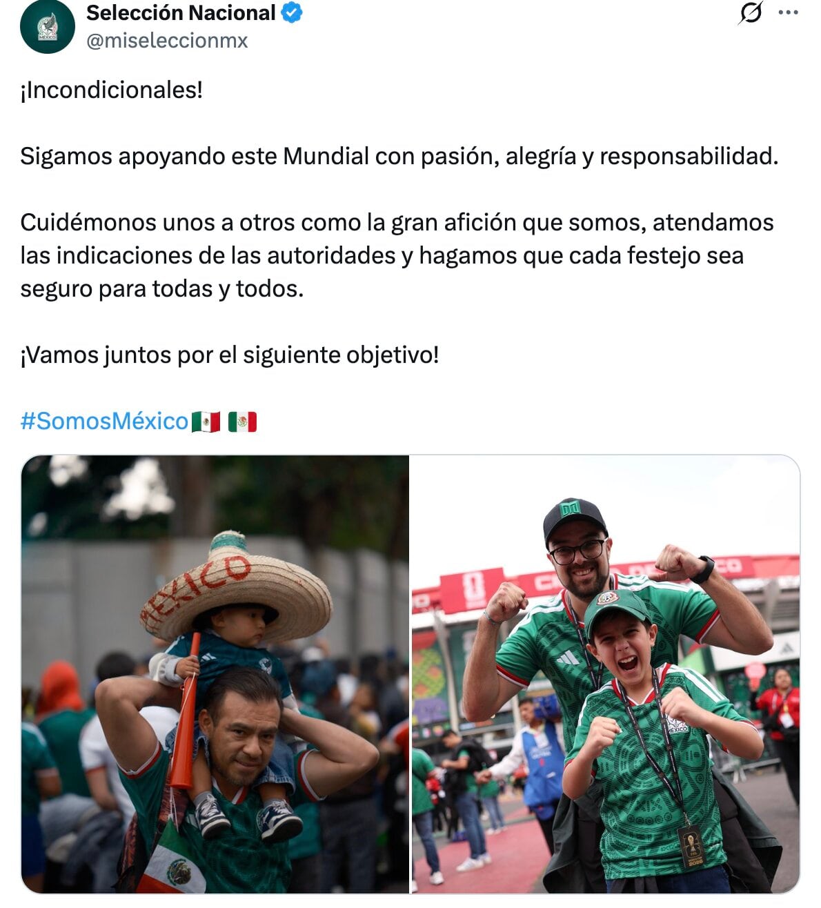 Mensaje de México sobre festejos