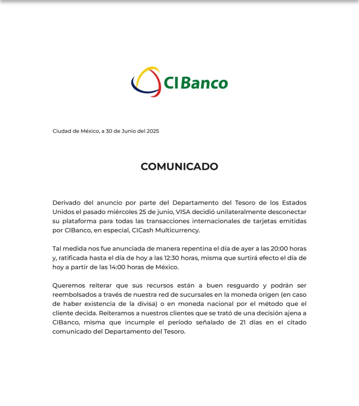 Comienza el derrumbe de CIBanco: VISA, BlackRock y otras empresas ya tomaron decisiones fuertes