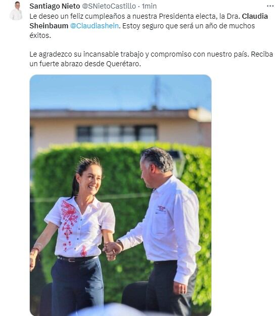 Felicitaciones a Claudia Sheinbaum
