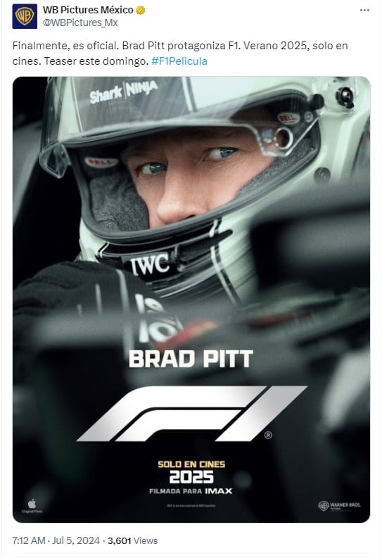F1, la nueva película de Brad Pitt