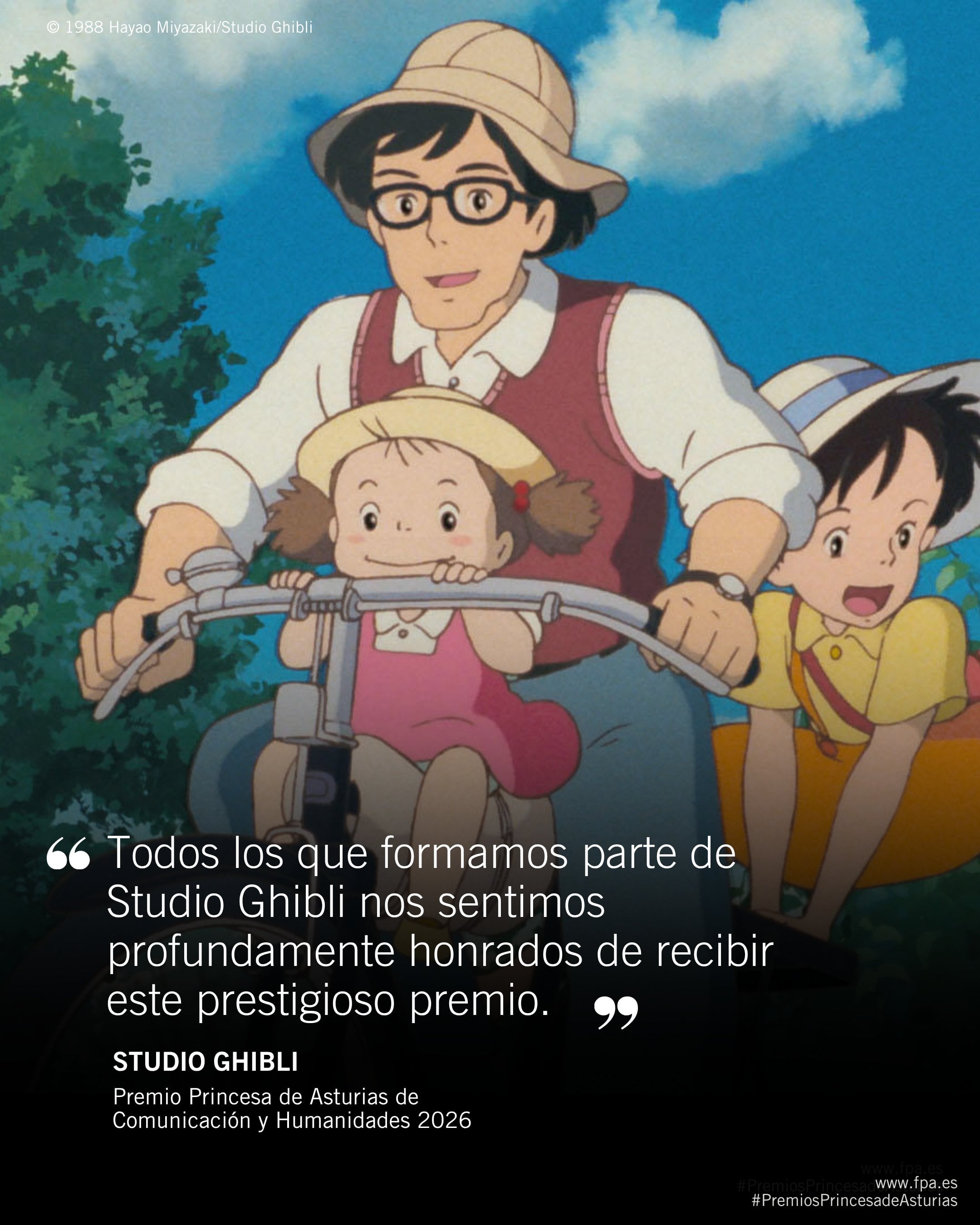 Studio Ghibli agradece el galardón del Premio Princesa de Asturias 2026