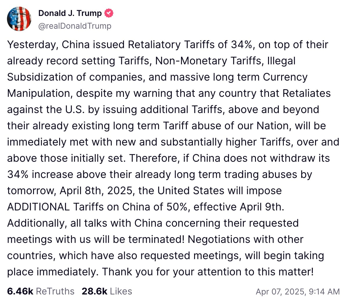 Donald Trump amenaza con más aranceles a China