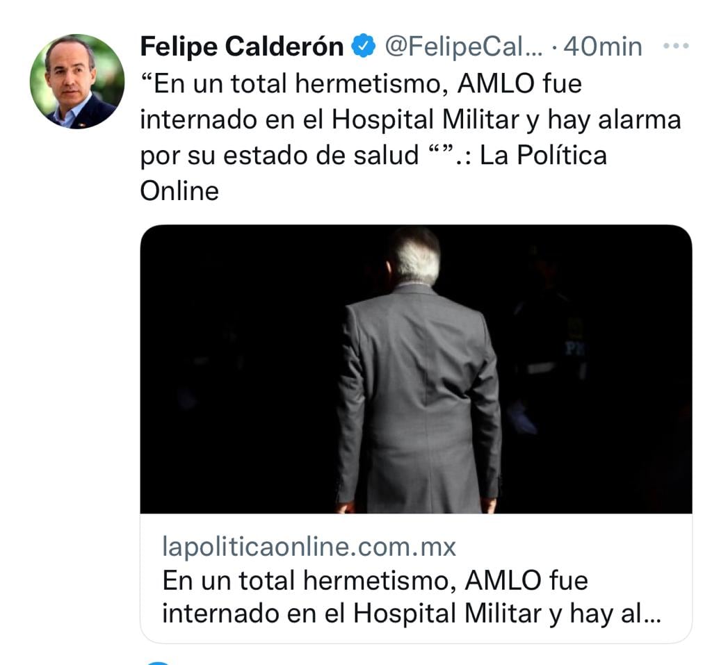 Felipe Calderón alarmó sobre estado de salud de AMLO