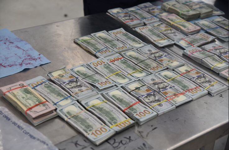 dinero decomisado a Yeishi Moriya Villaseñor/aduana de Estados Unidos