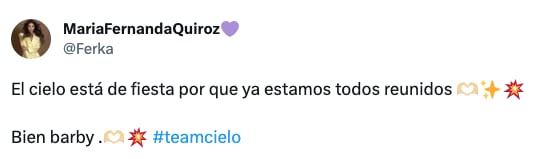 “El cielo está de fiesta” Ferka celebra que el team cielo está reunido