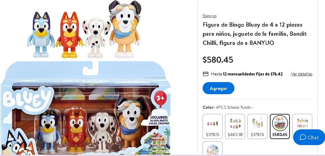Juguete de Bluey de venta en Walmart.