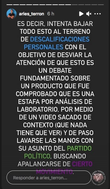 Aries Terrón le responde a Bárbara de Regil