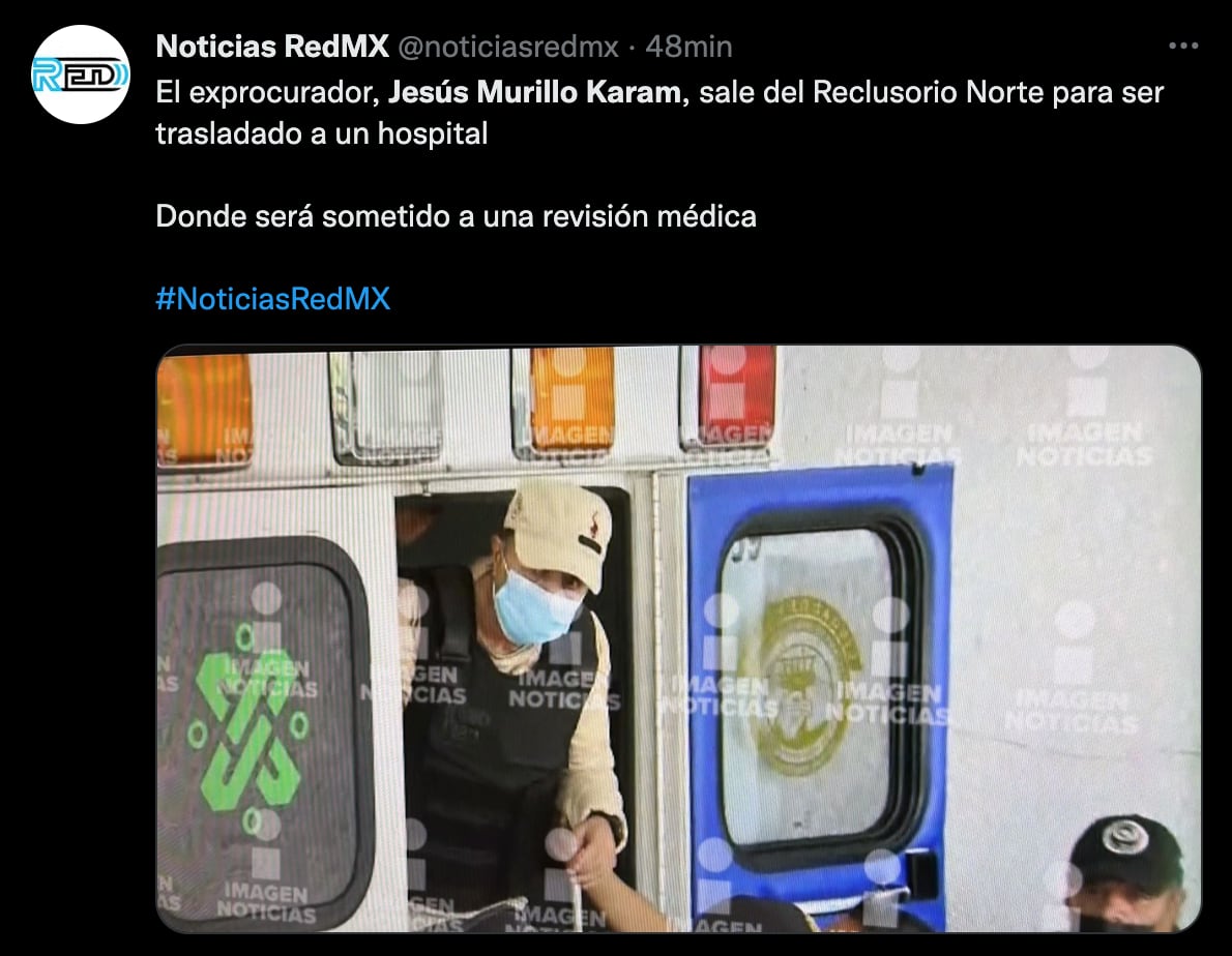 Jesús Murillo Karam salió del Reclusorio Norte para una revisión médica en el Hospital de Balbuena