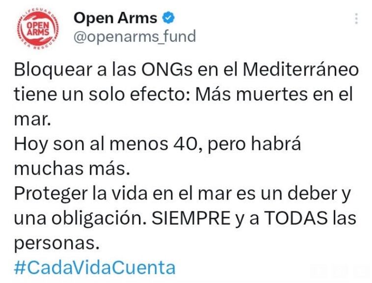 Open Arms en favor de migrantes