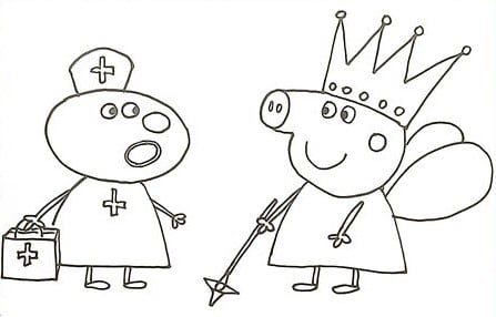 Dibujos de Peppa Pig doctora para colorear en el Día del Médico en México