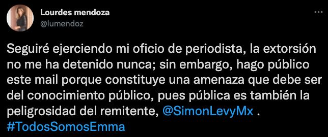 Lourdes Mendoza denuncia amenazas por parte de Simon Levy