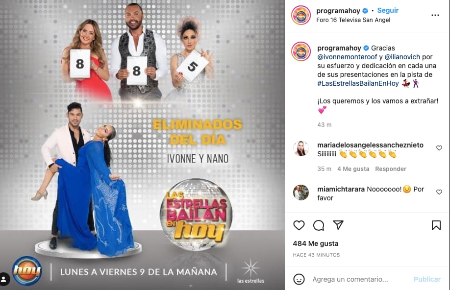 Ivonne Montero y Nano Ilianovich  son eliminados de Las Estrellas bailan en Hoy