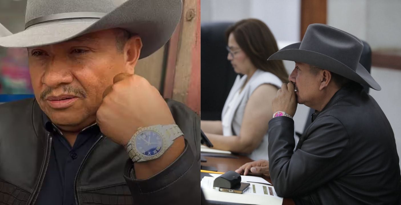 Tomás Zavala muestra su Rolex y aclara que es un empresario exitoso