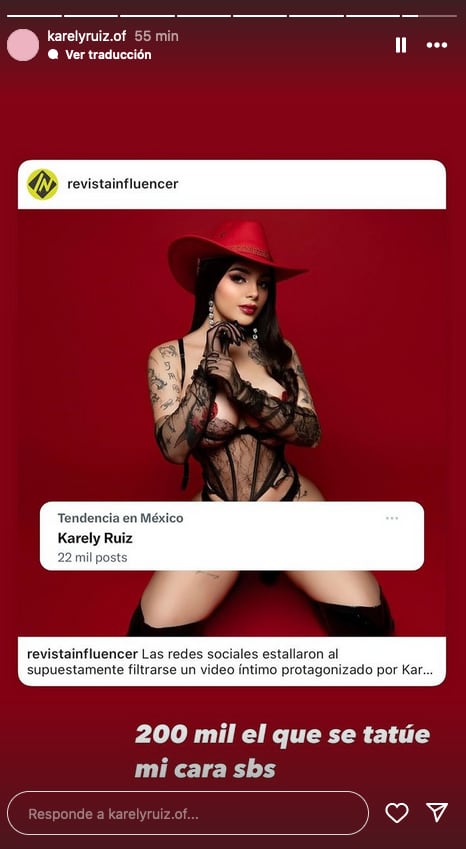 Karely Ruiz dará premio a quien se la tatúe.