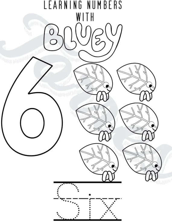 Dibujos de Bluey para aprender a contar