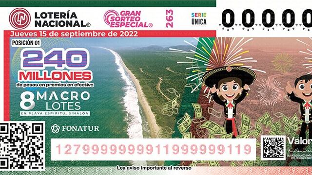 Gran Sorteo Especial 263 del 15 de septiembre de la Lotería Nacional