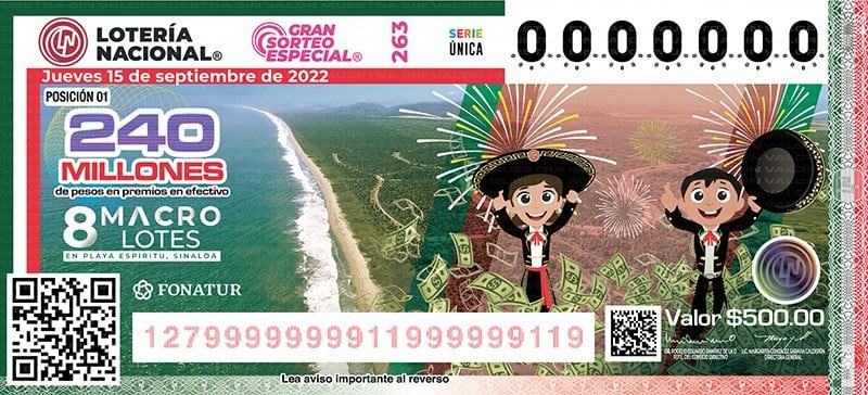 Gran Sorteo Especial 263 del 15 de septiembre de la Lotería Nacional