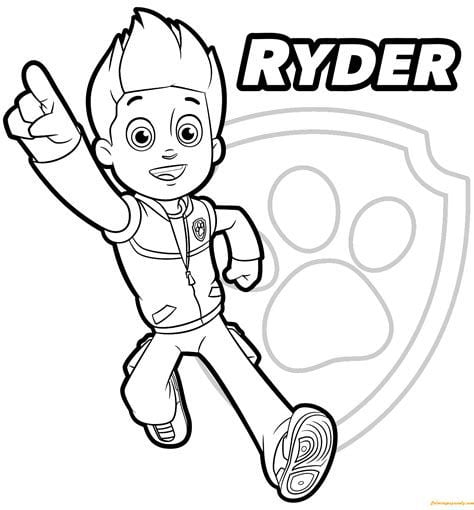 Dibujos de Ryder, líder de Paw Patrol, para colorear por el Día del Padre