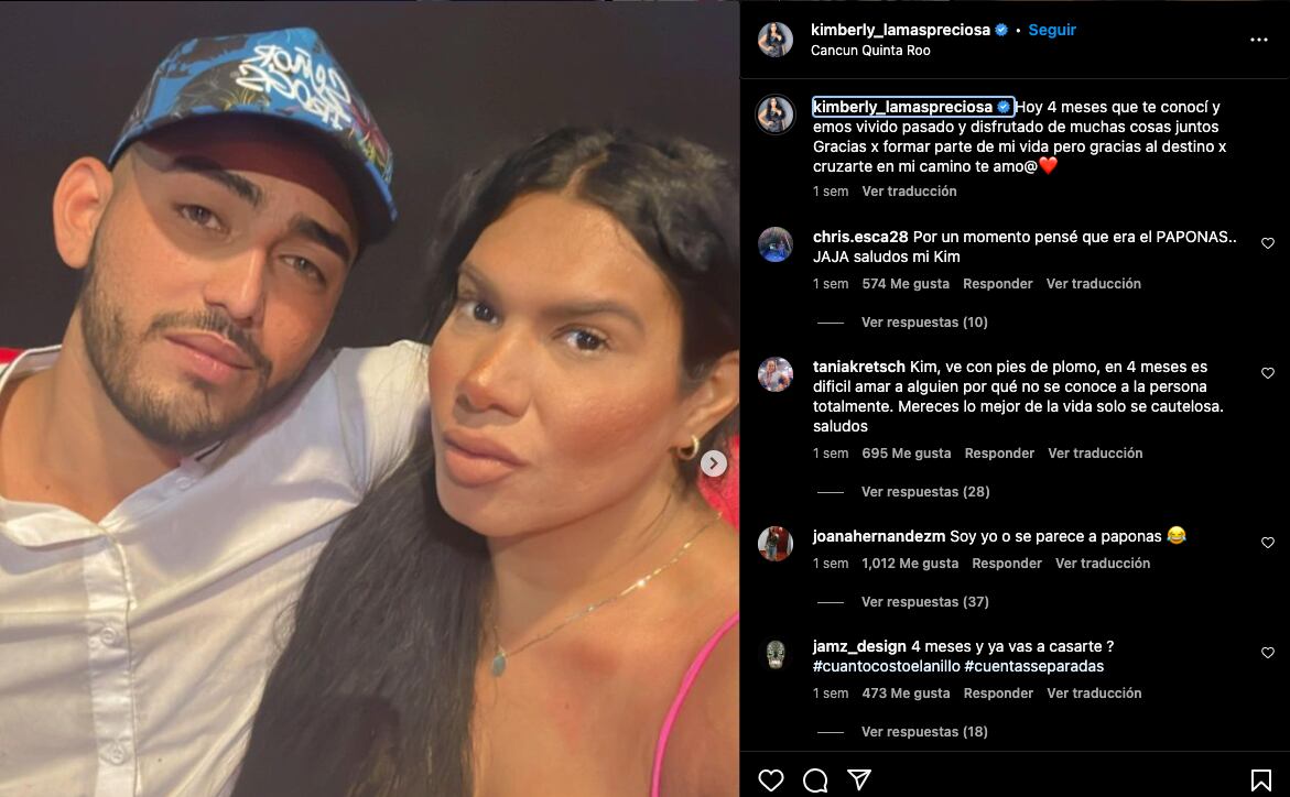 Kimberly 'La más preciosa' celebra cuatro meses de conocer a su novio