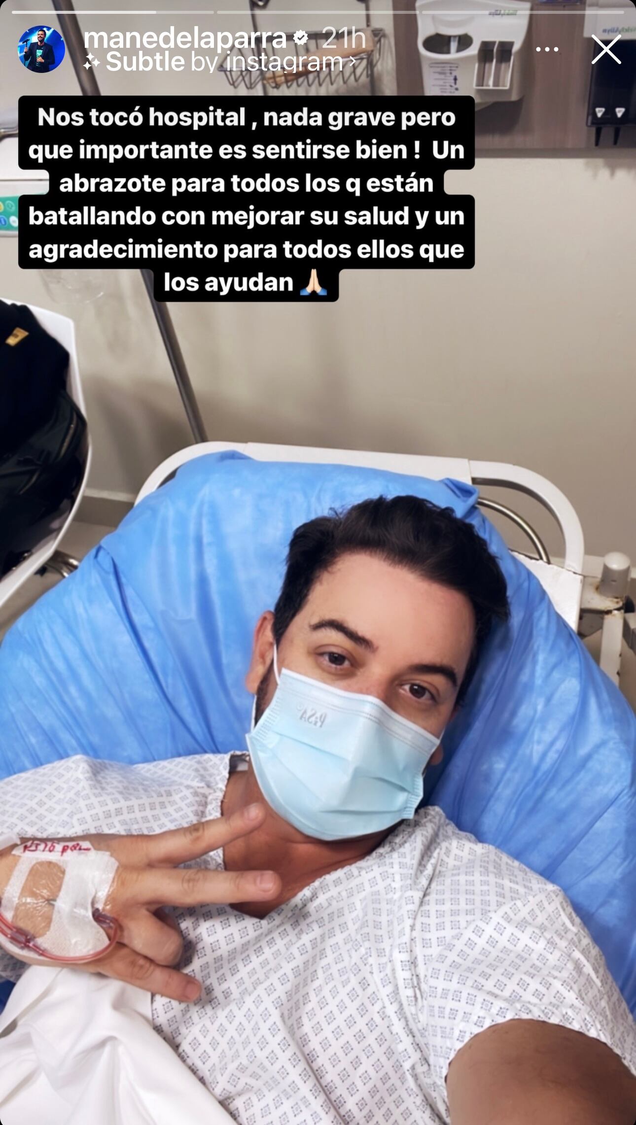 Mane de la Parra aparece hospitalizado.
