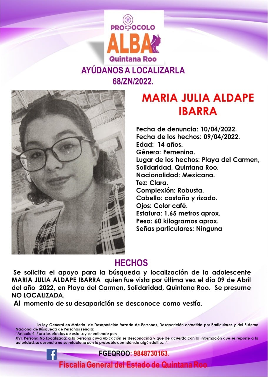 Ficha de búsqueda de María Julia
