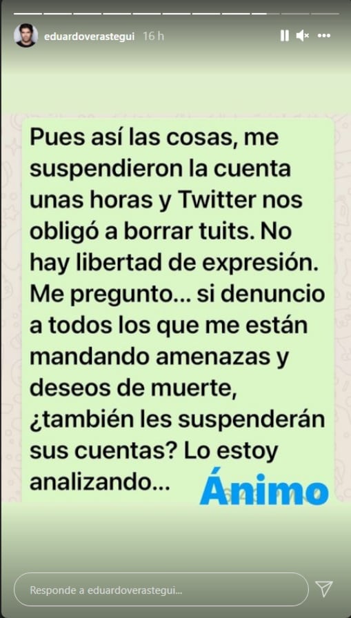 Eduardo Verástegui se queja por que lo obligaron a borrar tuits