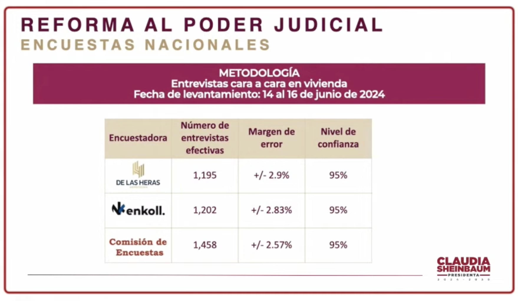 Metodología de las encuestas sobre la reforma al Poder Judicial