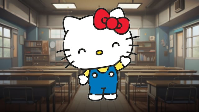 Dibujos de Hello Kitty regreso a clases para colorear