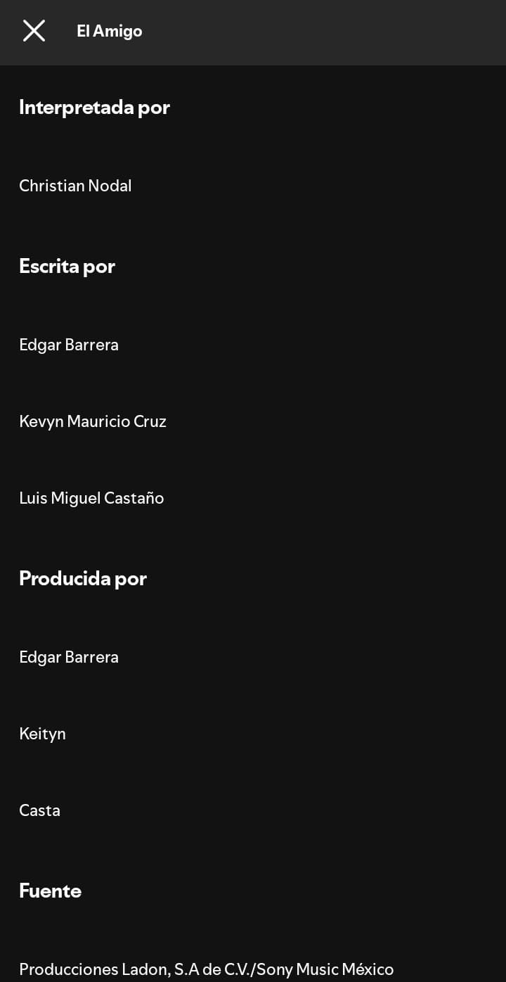 Crédito de "El Amigo", canción de Christian Nodal.