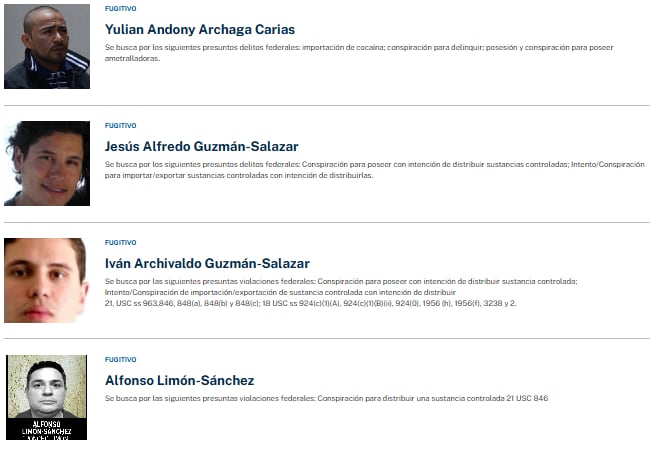 Lista actualizada de los más buscados de la DEA