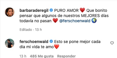 Bárbara de Regil y Fernando Schoenwald se escriben mensajes de amor.