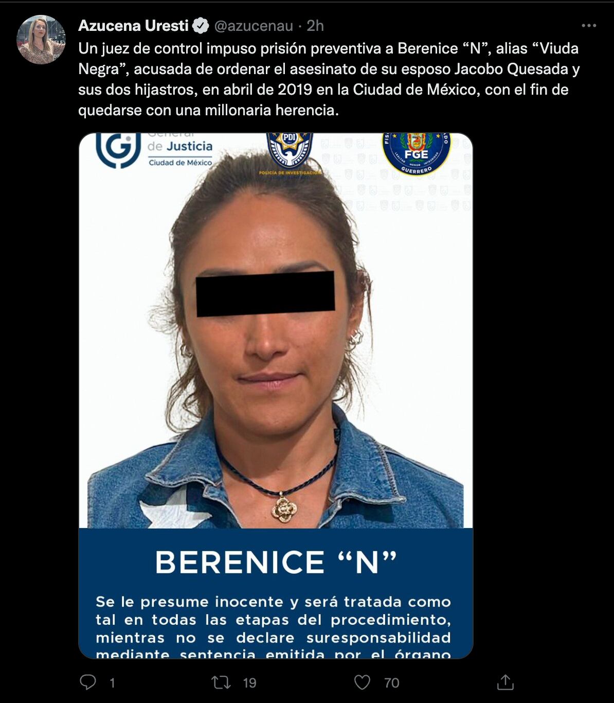 Berenice Alanís "la Viuda Negra" recibe prisión preventiva por homicidio de su esposo e hijastros