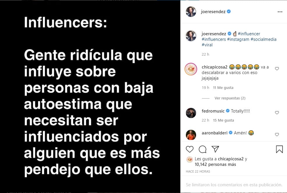 José Luis Reséndez contra influencers