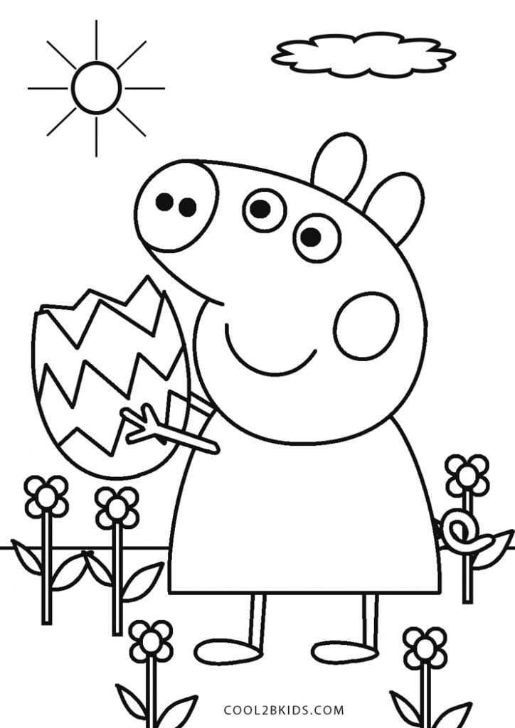 Dibujos de Peppa Pig de Pascua para colorear antes de Semana Santa