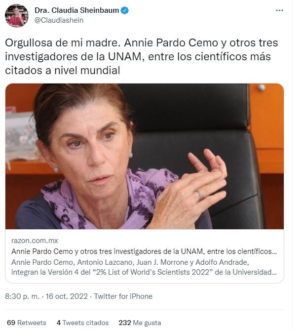 Annie Pardo Cemo, mamá de Claudia Sheinbaum y experta en fibrosis pulmonar