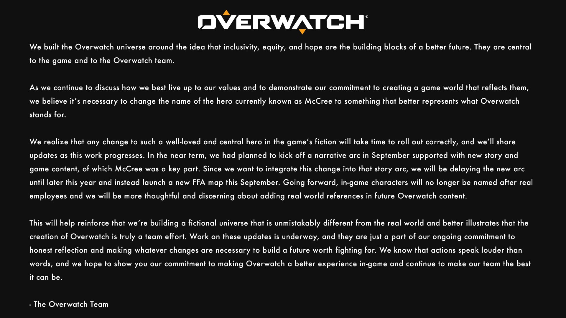 Comunicado Blizzard Overwatch