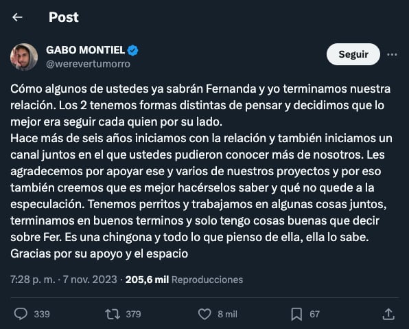 ¿Por qué terminaron Werevertumorro y Fernanda Blaz? Esto dijo Gabriel Montiel