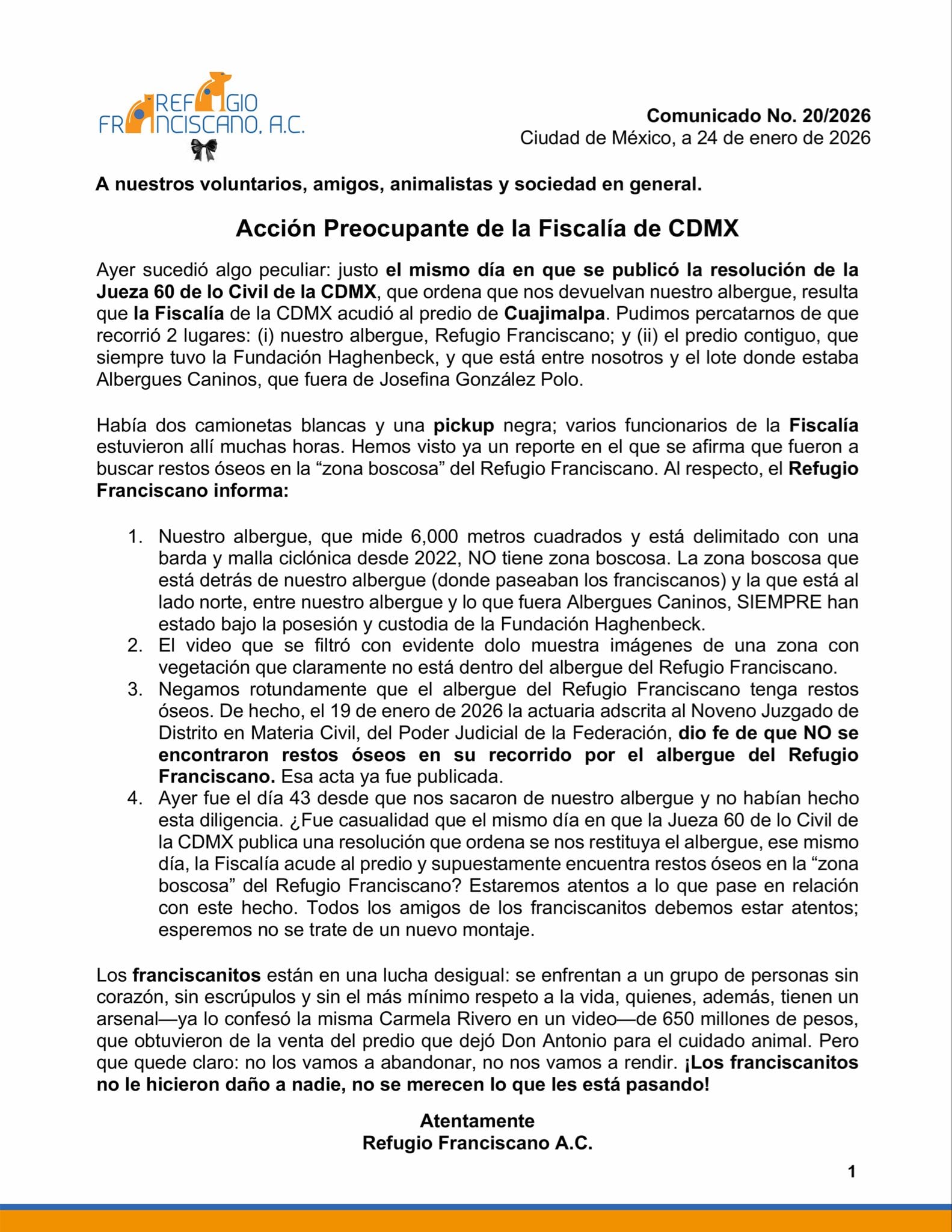 Refugio Franciscano acusa anomalías de la Fiscalía CDMX en predio de Cuajimalpa