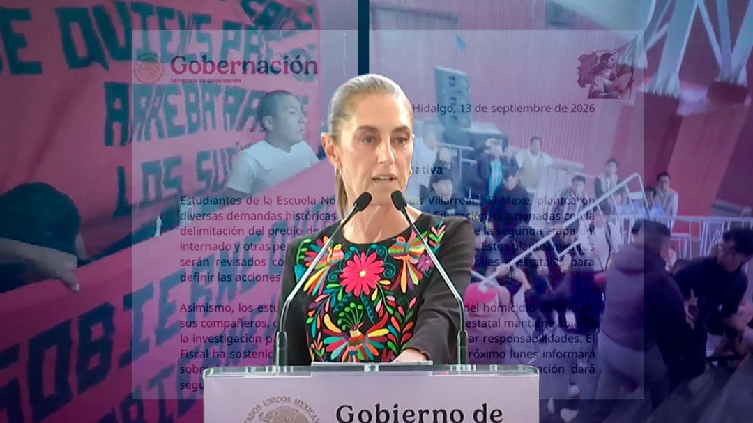 Normalistas protestan en evento de Sheinbaum en Hidalgo; Segob atenderá peticiones