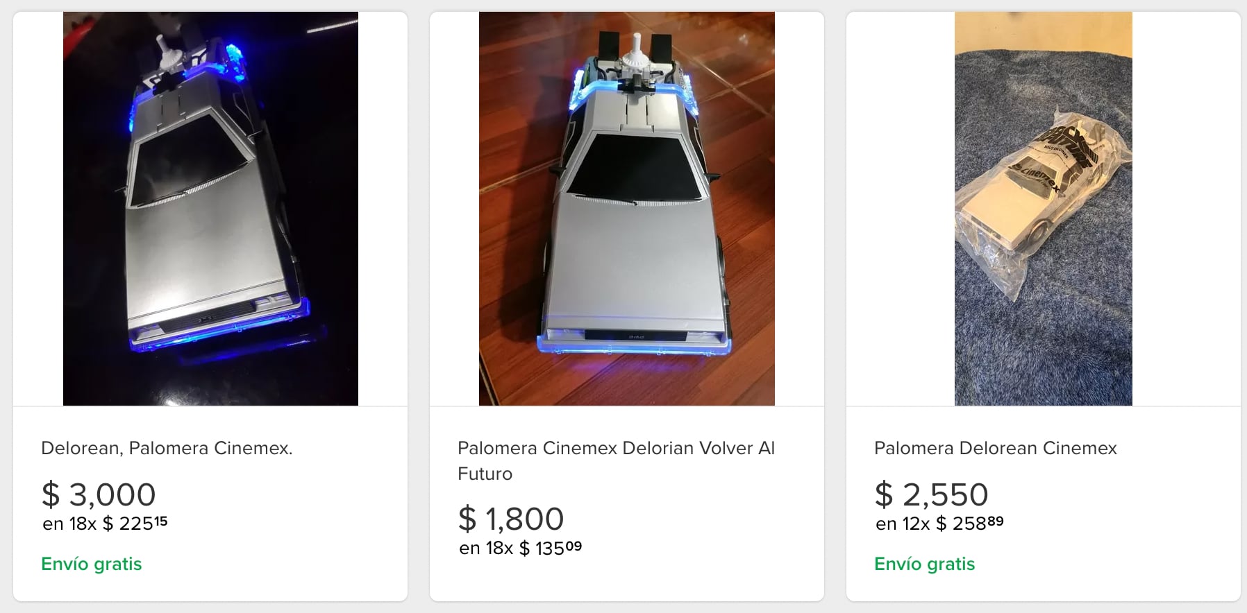 Palomera DeLorean Cinemex en Mercado Libre