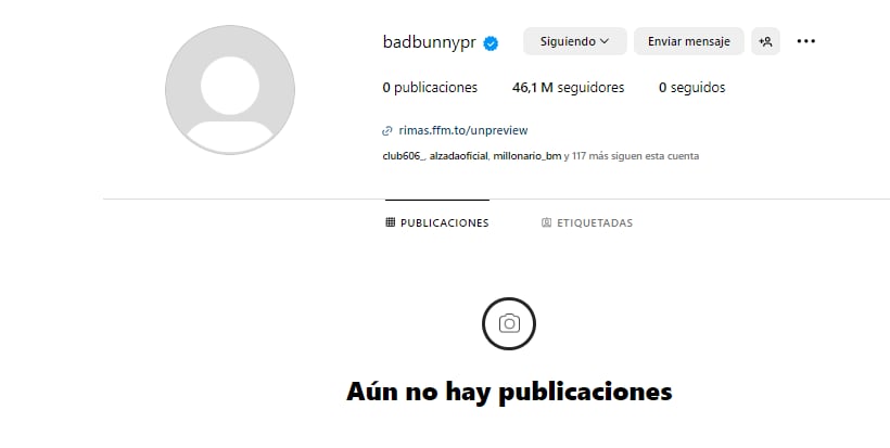 Bad Bunny eliminó todo de su Instagram.
