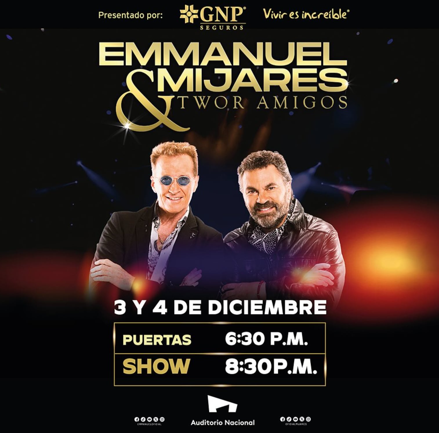 Conciertos de Emmanuel y Mijares en Auditorio Nacional