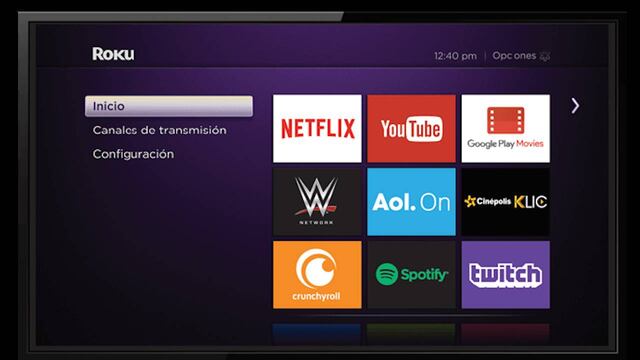 La plataforma de Roku en una televisión.