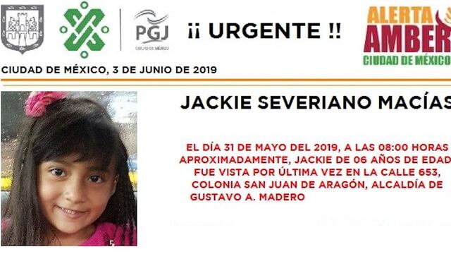 Jackie Severiano tiene 6 años de edad
