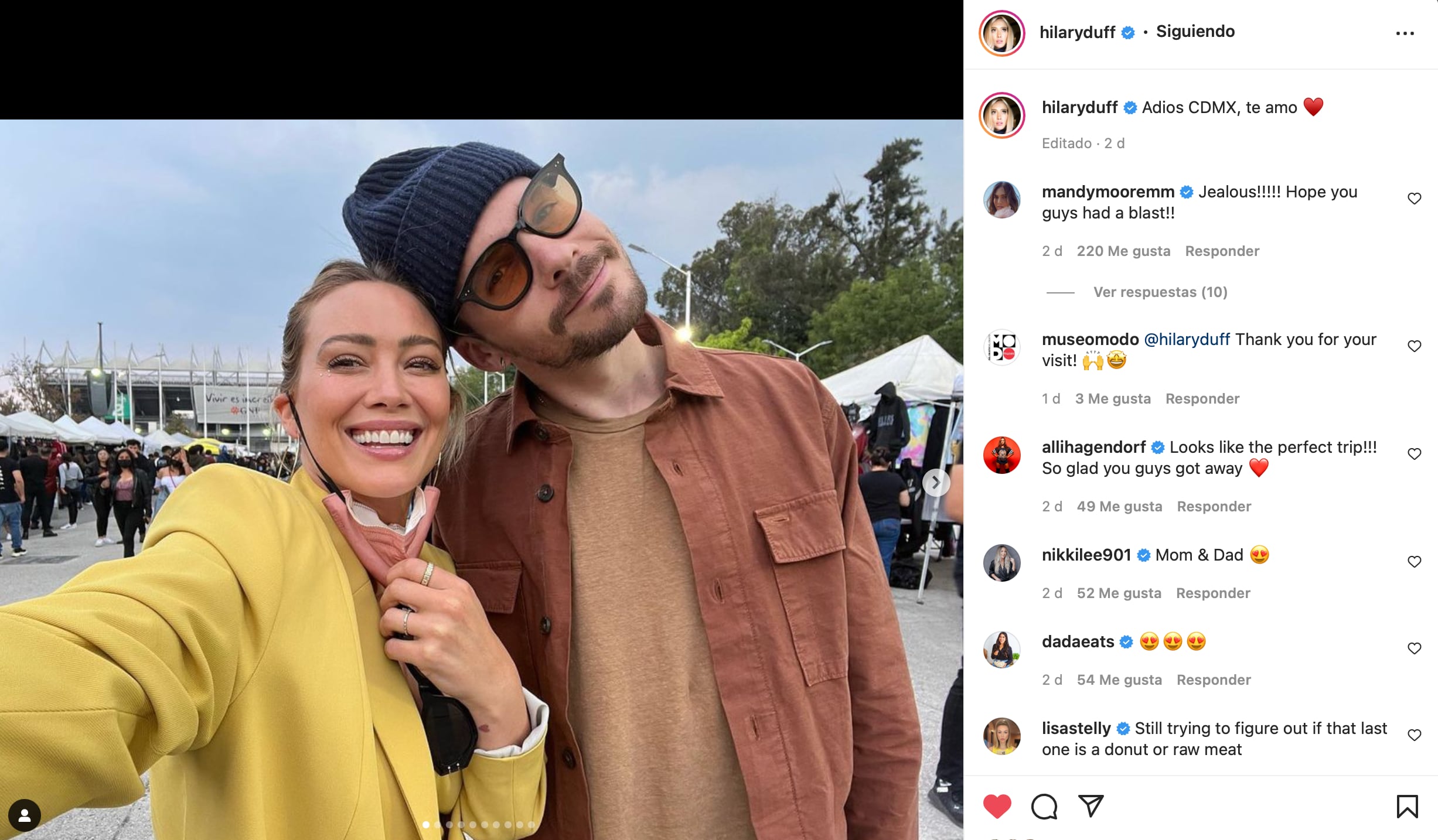 Hilary Duff se despide sonriente con foto y un “te amo CDMX”