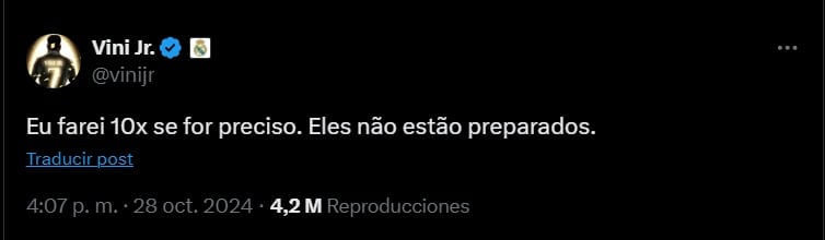 Mensaje de Vinícius Jr