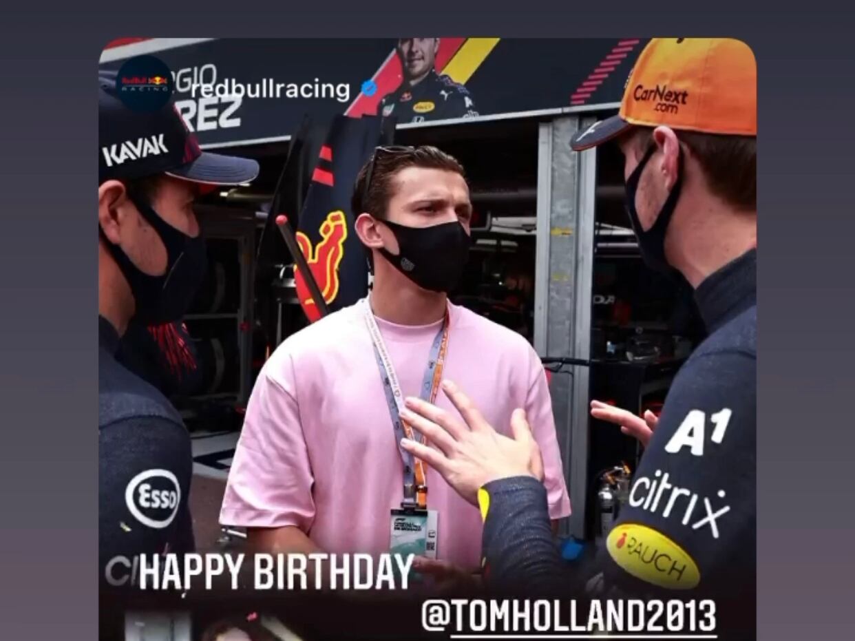 Checo Pérez y Tom Holland