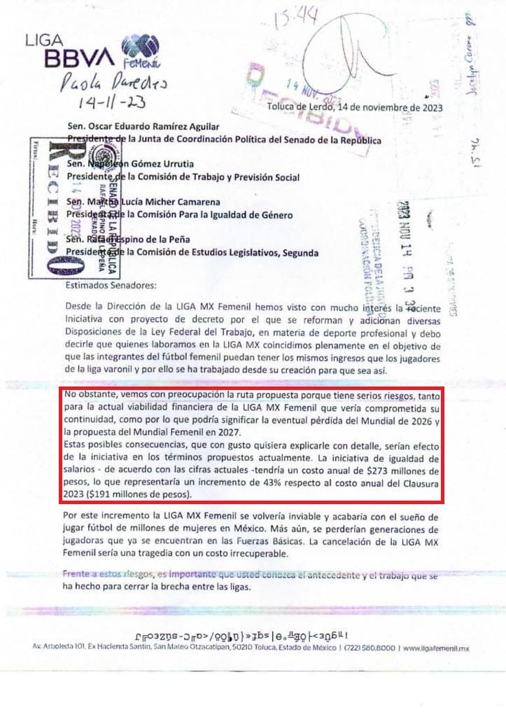 Comunicado Liga MX Femenil
