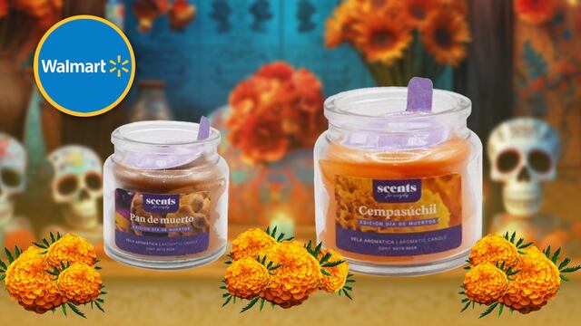 Vela aromática con olor a pan de muerto y cempasúchil se vende en Walmart